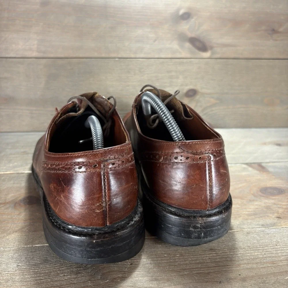 vintage ll bean mens size 8.5 shoes brown leather comfort work oxfords